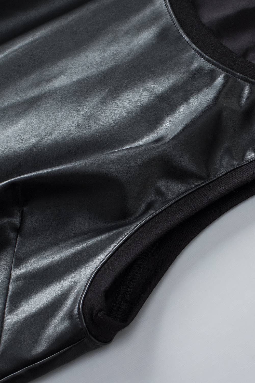 Faux Leather, Crew Neck Tank Top
