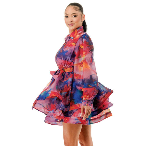 ABSTRACT BLOOM MINI DRESS