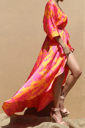 Printed V Neck Woven Dress																				1	2	1