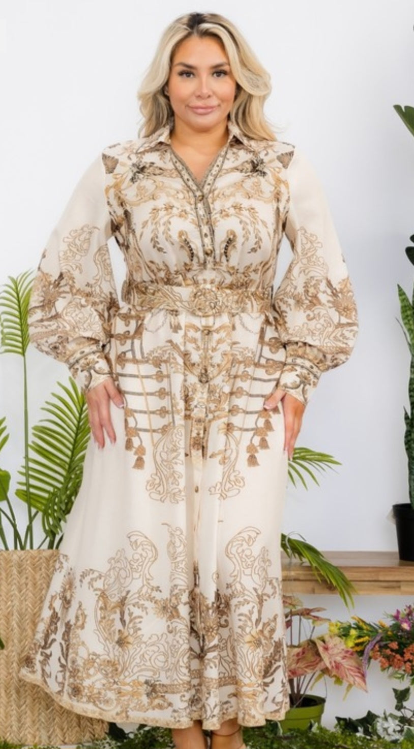 PLUS SIZE FLOWER PRINT MAXI DRESS