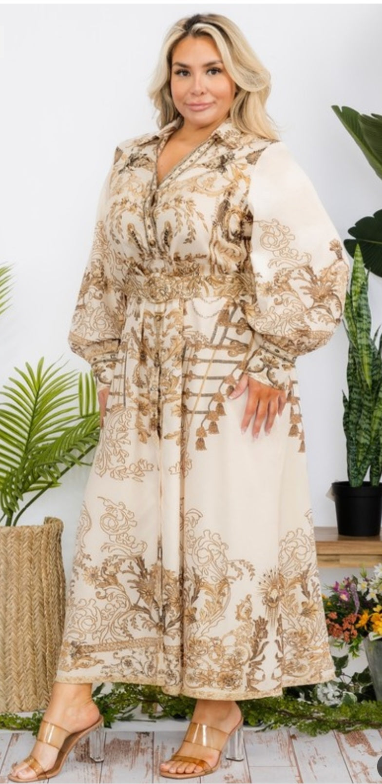 PLUS SIZE FLOWER PRINT MAXI DRESS