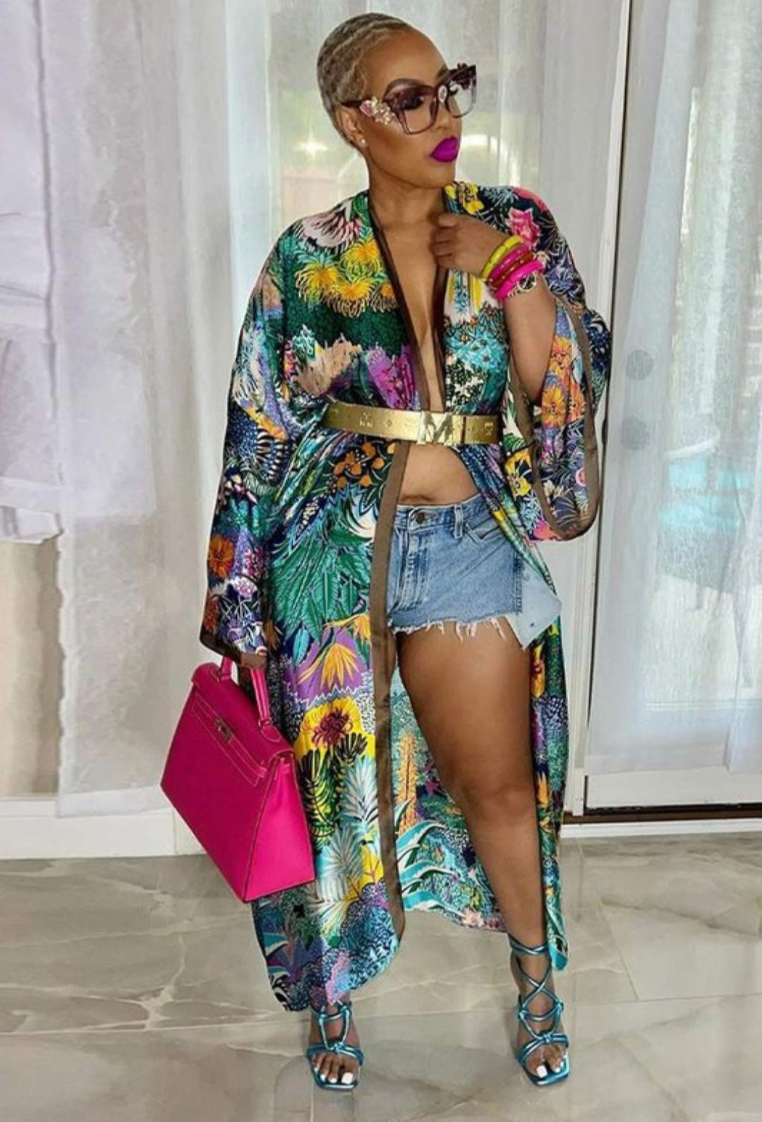 CASUAL WRAP DRESS, VIBRANT PLUS SIZE DUSTER