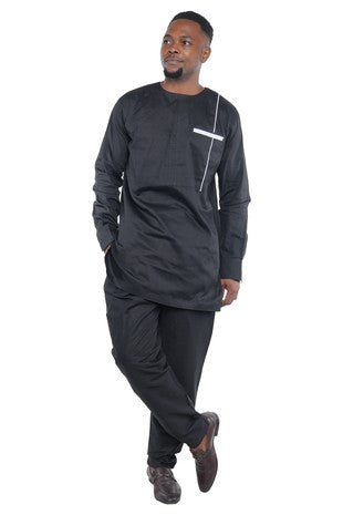 BLACK AFRICAN MEN'S TWO-PIECE PANT SET