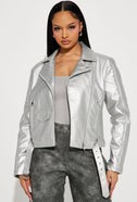 FAUX FUR LINED SILVER JACKET