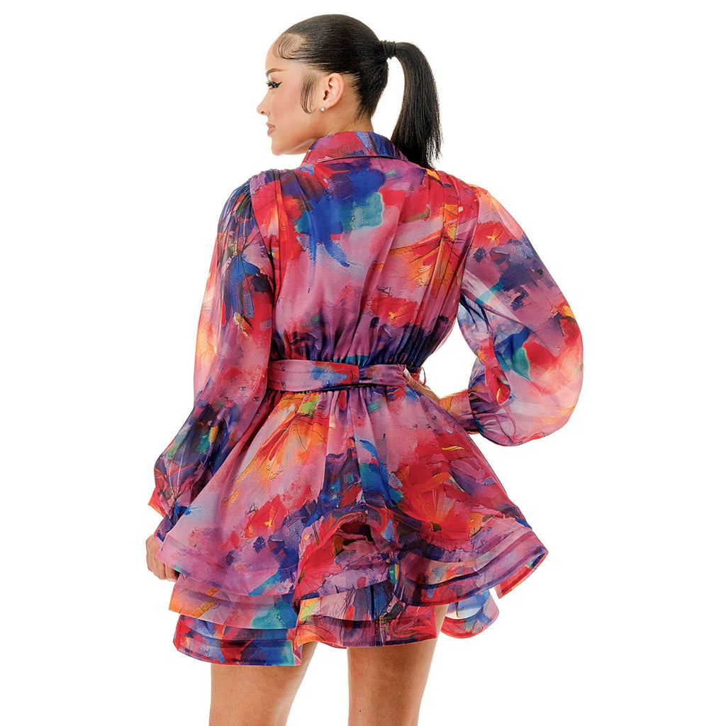 ABSTRACT BLOOM MINI DRESS
