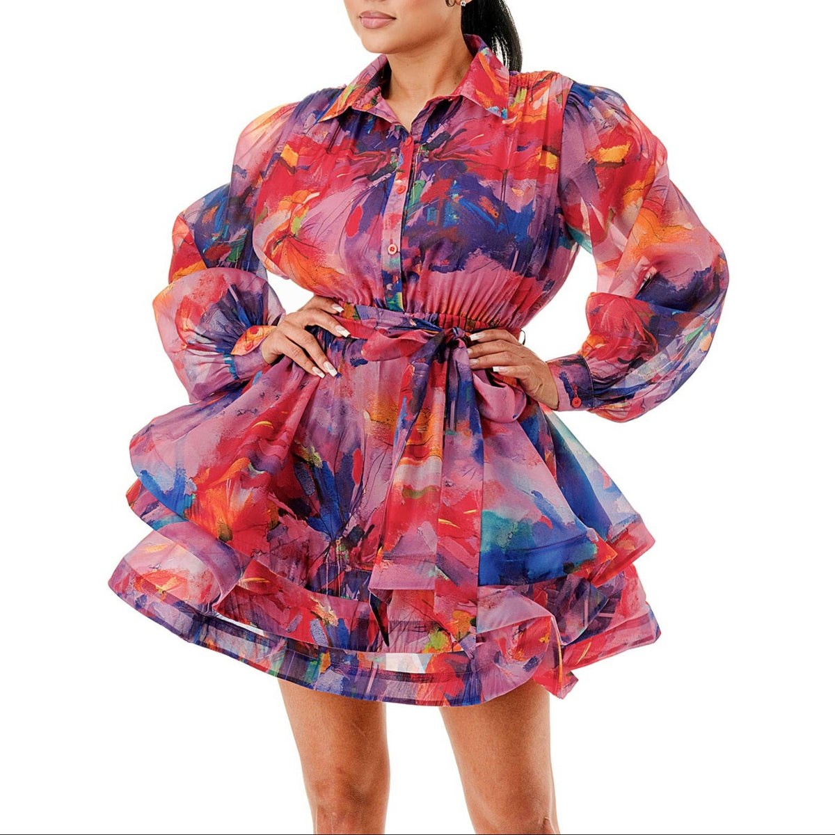 ABSTRACT BLOOM MINI DRESS