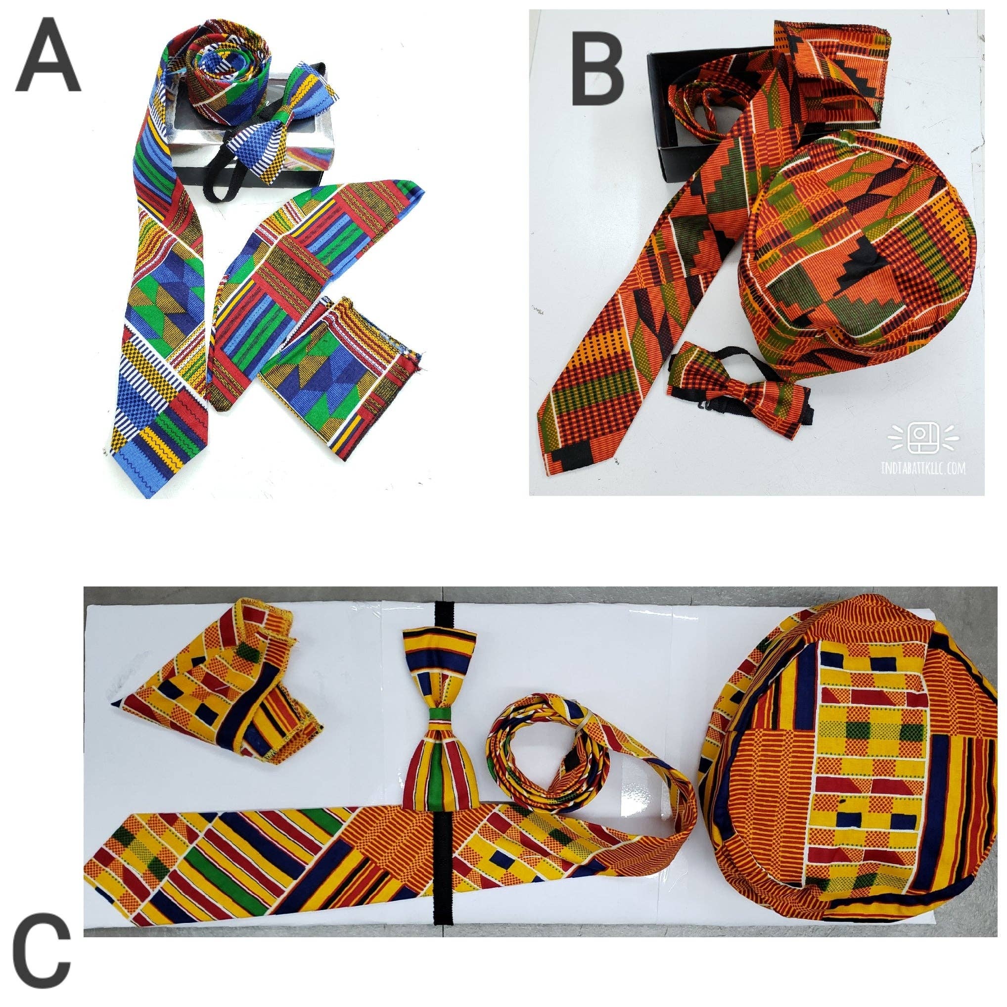 4 Pcs Bow tie Set- Yellow Kente